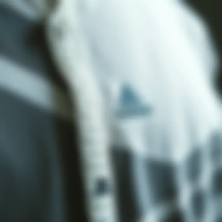 Detail of fabric and design elements in Adidas cardigan