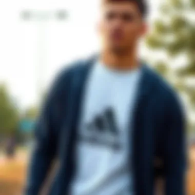 Athlete wearing Adidas cardigan while engaging in outdoor activity