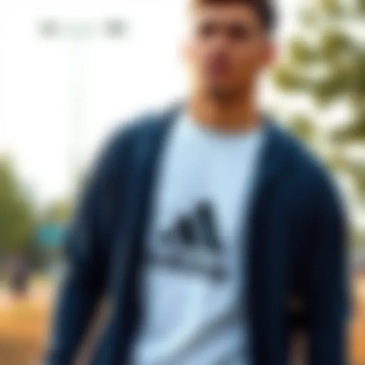 Athlete wearing Adidas cardigan while engaging in outdoor activity