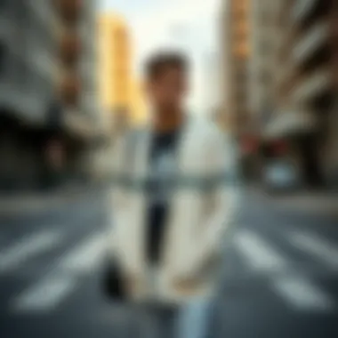 Dynamic look featuring Adidas cardigan in an urban setting