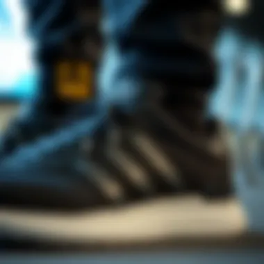 Quality Materials in Footwear Close-up of premium materials used in black Adidas shoes