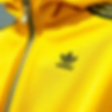 Close-up of fabric and design details of the tracksuit