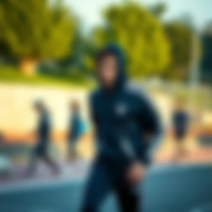 A dynamic outdoor scene showcasing individuals in Adidas attire.