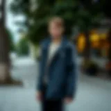 Stylish outdoor setting showcasing a model in an Adidas parka.