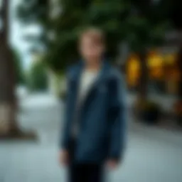 Stylish outdoor setting showcasing a model in an Adidas parka.