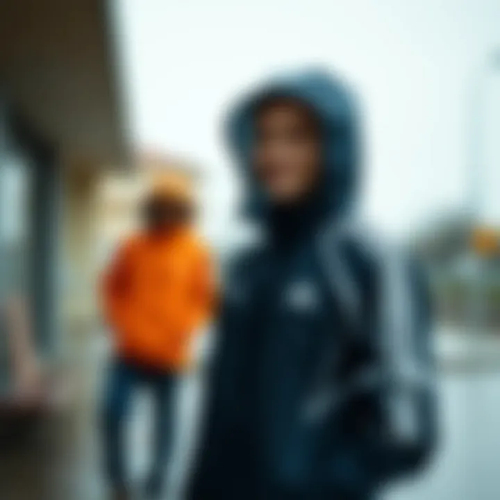Outdoor Setting with Adidas Rain Gear Outdoor setting showcasing Adidas rain gear