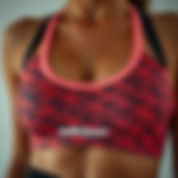 Fabric Texture and Design Details Close-up of fabric texture and design details of Adidas sports bra