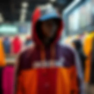 A vibrant collection display of Adidas unisex sports clothing.