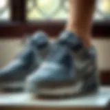 A close-up of Air Max 90 shoes showcasing their unique design elements.