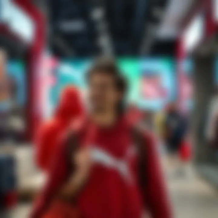 Customer enjoying a vibrant shopping experience at a Puma outlet