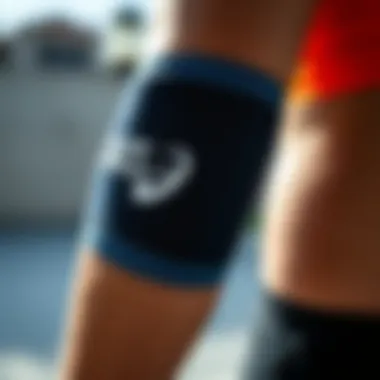 Close-up of Asics compression technology in arm protection