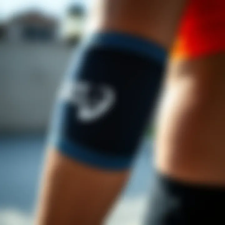 Close-up of Asics compression technology in arm protection