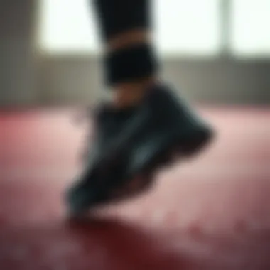 Performance Meets Fashion: Shoes in Action Athletic shoes being worn during a workout session