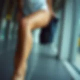 Elegant woman showcasing toned legs