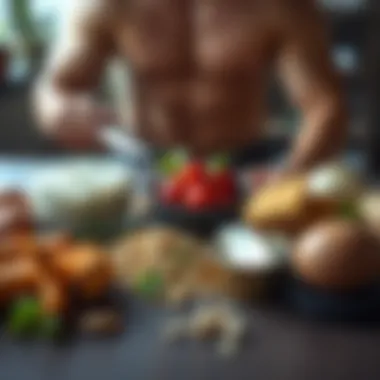 Nutritional Strategies for Muscle Development Visual representation of a balanced diet with protein-rich foods.