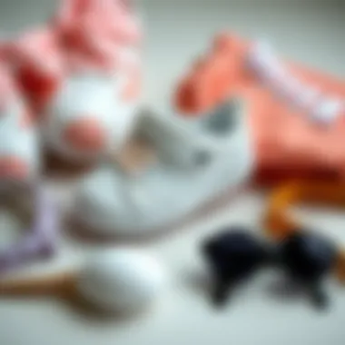 White baby sports shoes arranged with accessories