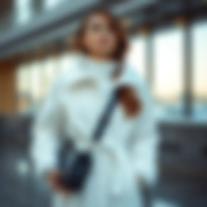 Elegant white fleece coat styled for casual outings