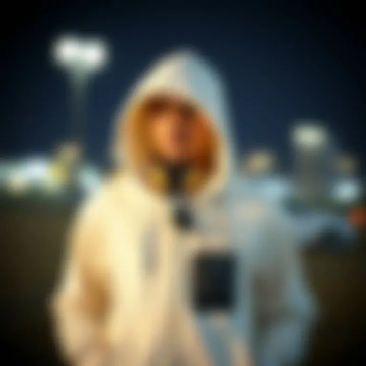 Fashionable white fleece hoodie paired with stylish accessories