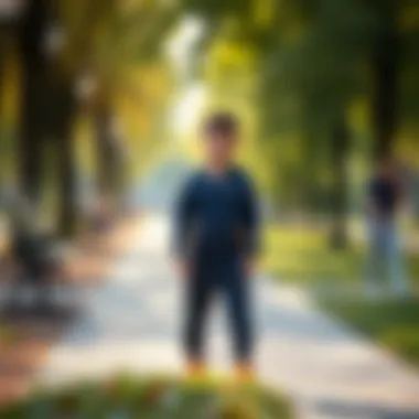 Child wearing a stylish tracksuit in a park
