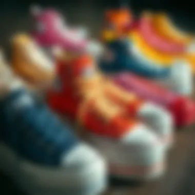 Vibrant Selection: Converse Platform Variations Colorful assortment of Converse platform shoes