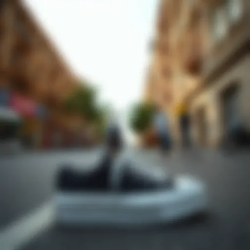 Stylish Converse platform shoes on a city street