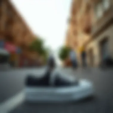 Urban Chic: Converse Platform Shoes Stylish Converse platform shoes on a city street