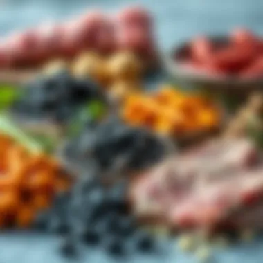 Diverse sources of protein including legumes and meats displayed