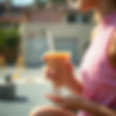 A person enjoying a nutritious smoothie outdoors.