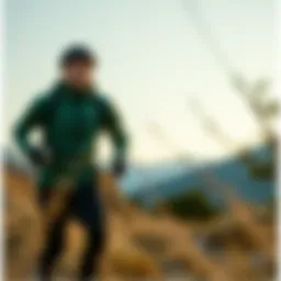 Dynamic outdoor scene showcasing D'lux Trekker apparel in action.