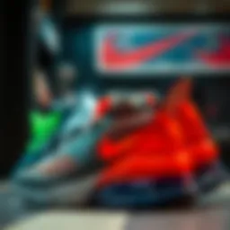 Dynamic display of Air Max shoes showcasing innovative design elements