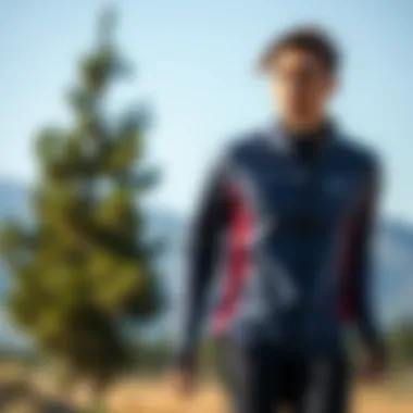 Running Jacket in Action Outdoors Athlete wearing a running jacket in an outdoor setting, emphasizing usage