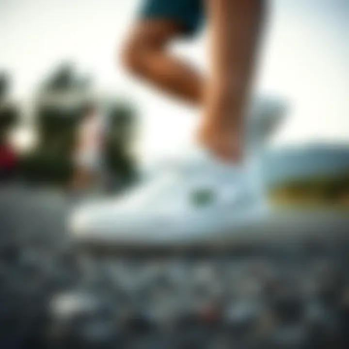 Sporty Lacoste shoes in action during outdoor activities