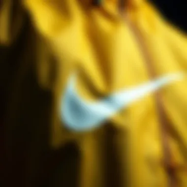 Detailed view of the fabric composition of a Nike rain jacket