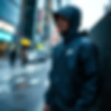 Nike rain jacket showcased in a trendy urban environment