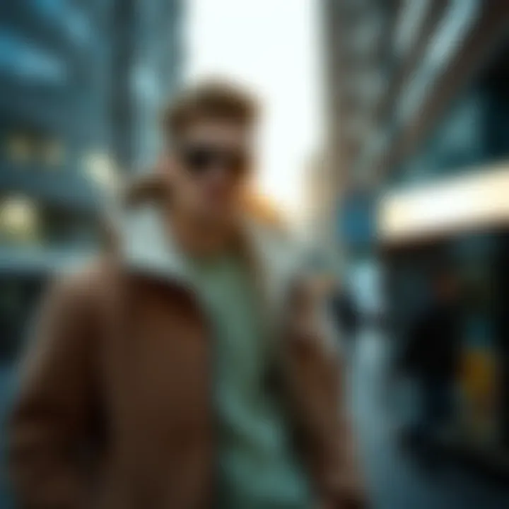 Stylish sherpa jacket showcased in an urban setting