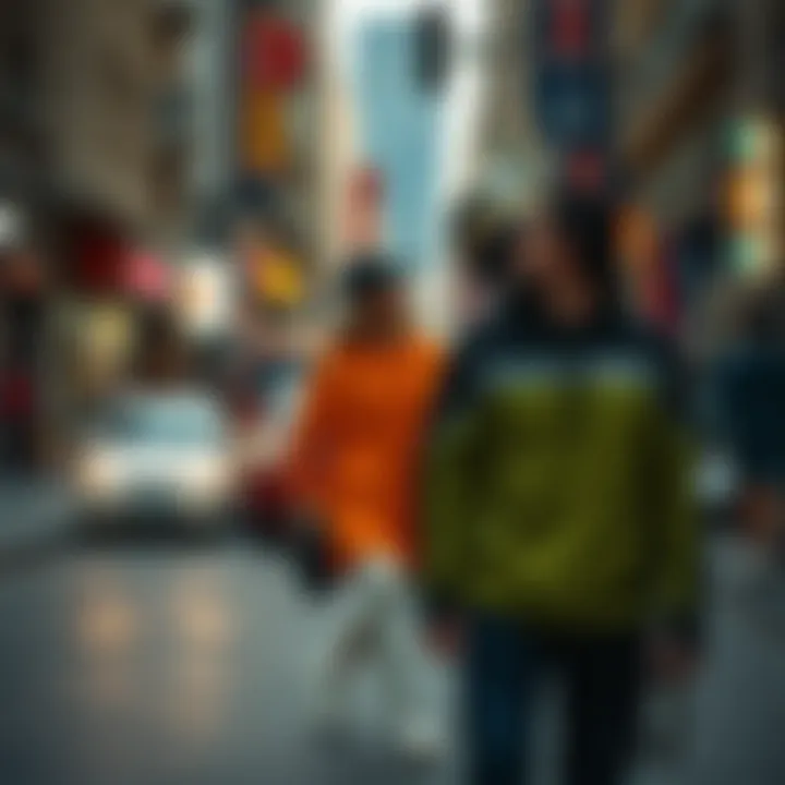 Urban Fashion and Sporty Outfits A vibrant street scene reflecting urban fashion with sporty outfits