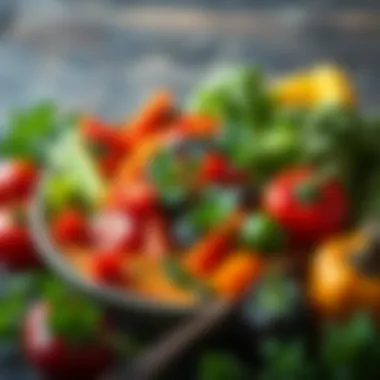 A colorful array of fresh vegetables used in unsweetened diet soups