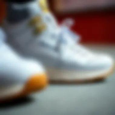 Close-up of the unique design elements of Hummel shoes.