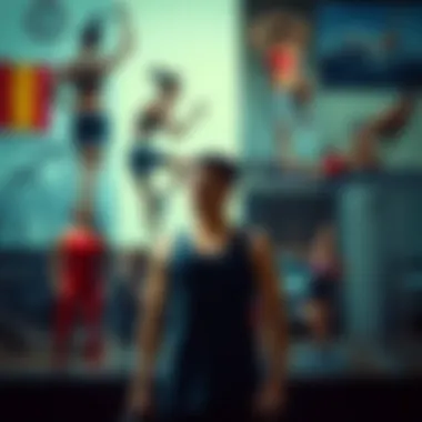 A collage of personal fitness goals and achievements represented through visual metaphors