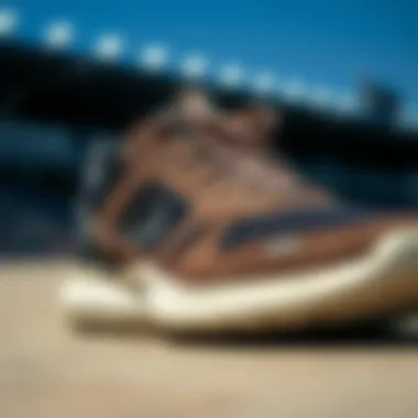 Innovative Design Elements of Casual Footwear Close-up view of the innovative design elements of casual sports footwear.