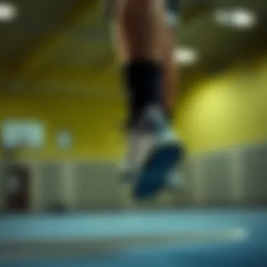 Athlete demonstrating performance with basketball shoes