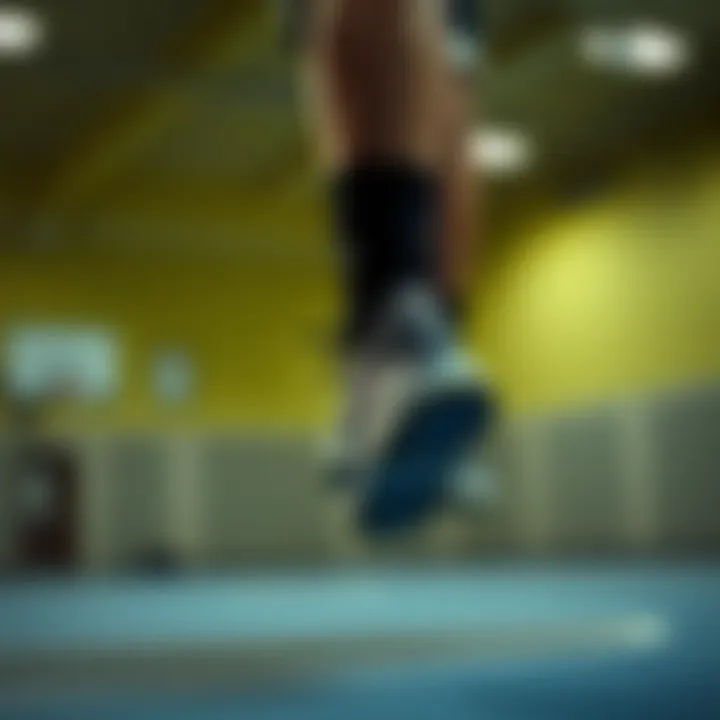 Athlete demonstrating performance with basketball shoes