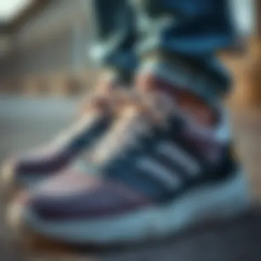 Close-up of a fashionable pair of sneakers highlighting unique texture