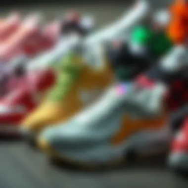 Variety of chunky sneakers in different colors and designs