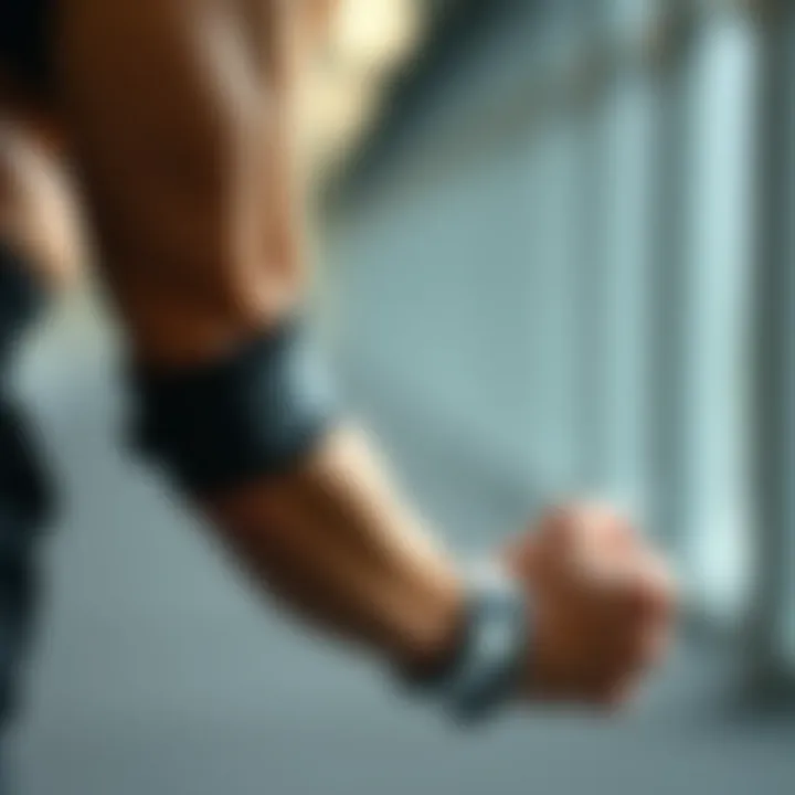 Workout Gear in Action Close-up of arm workout gear in action