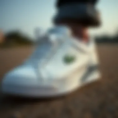 Close-up of Lacoste shoe material quality