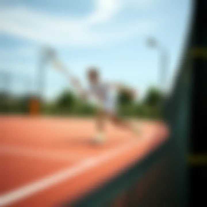 Dynamic action shot of Lacoste Powercourt in use during sports.