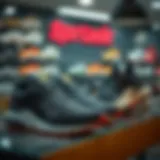 Stylish sport shoes on display