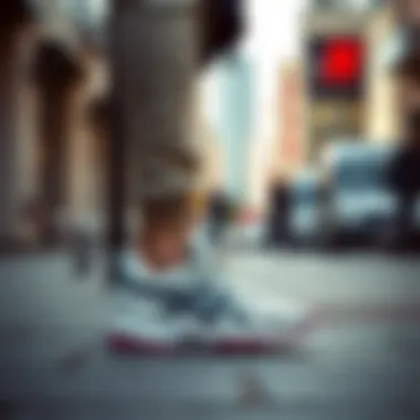 Fashion Meets Function in Urban Settings Trendy sport shoes in an urban environment