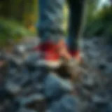 Merrell hiking shoes on a rocky trail surrounded by nature